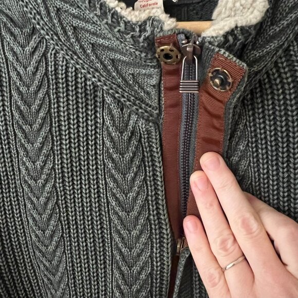 Carbon2Cobalt Timberline Green Zip Up Cable Knit Cotton Cardigan Sweater Men's L - Picture 4 of 9